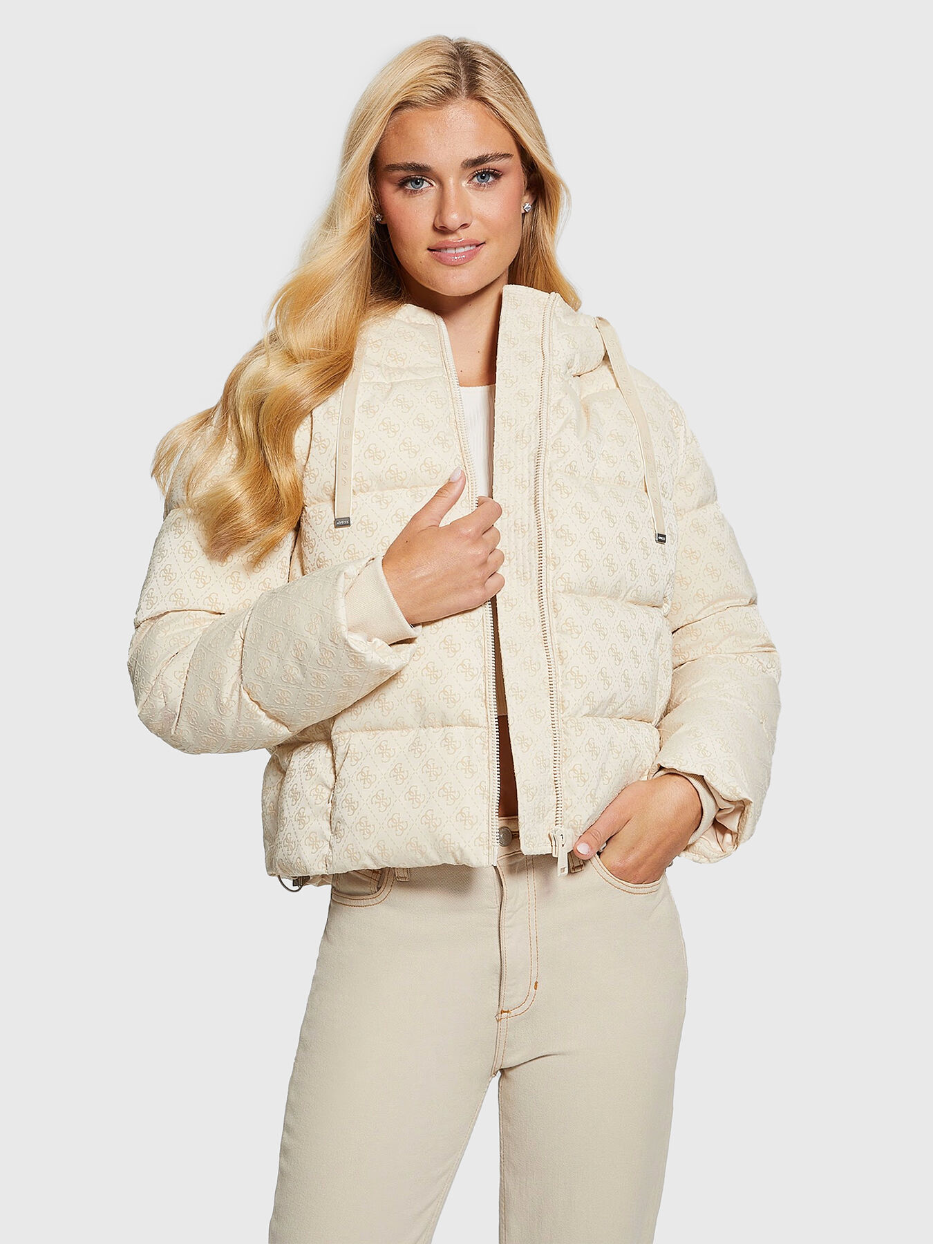 Guess black puffer jacket discount