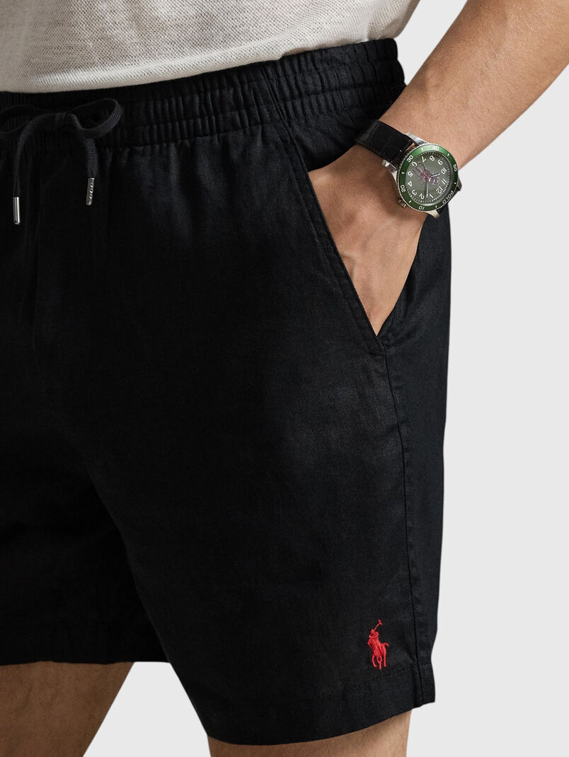 Black linen shorts - 3