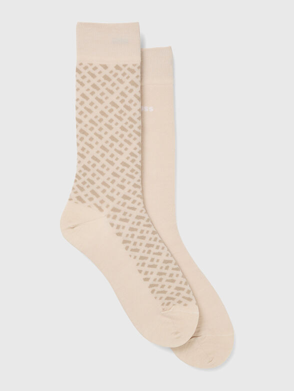Socks in beige with monogram - 1