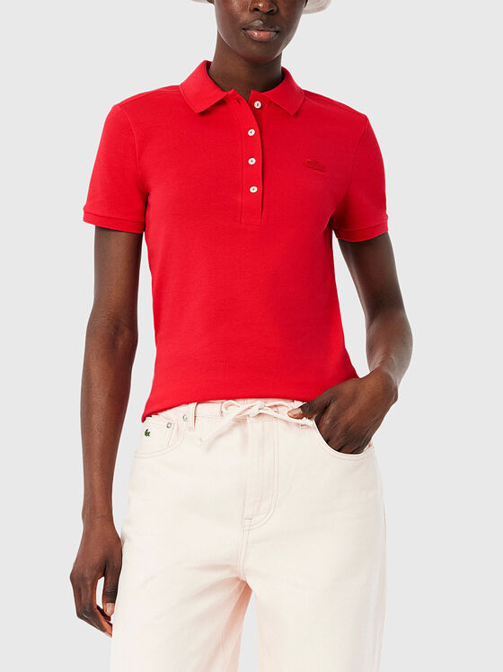 Червен памучен поло-шърт  - 1