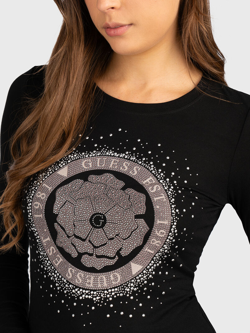 Blouse with rhinestone accent - 2