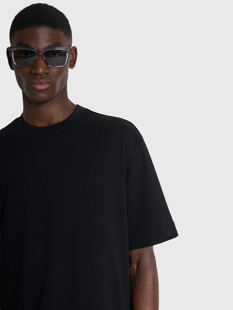 Black cotton T-shirt - 3