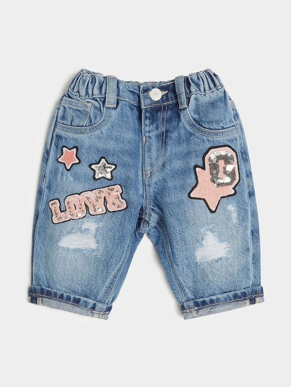 Denim shorts with appliques - 1