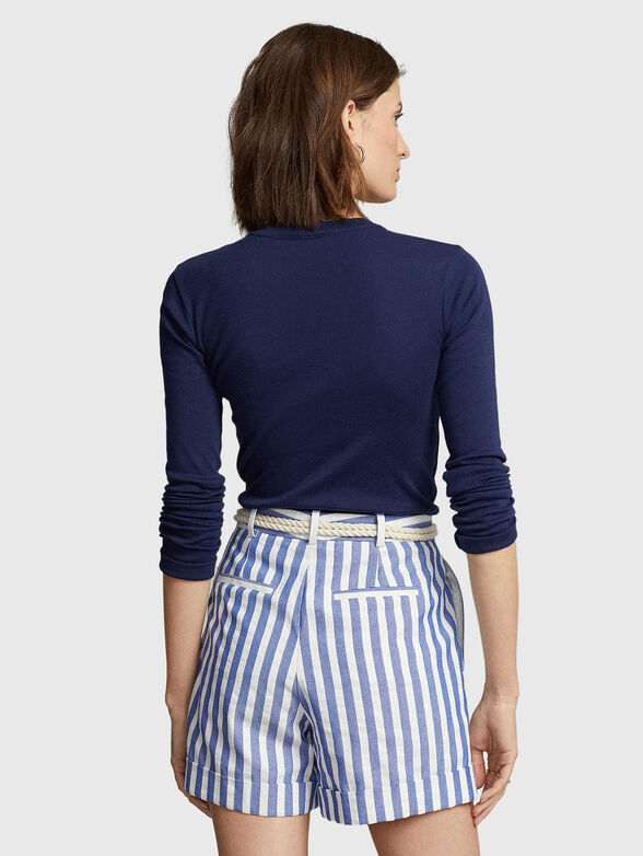 Dark blue blouse with long sleeves - 3