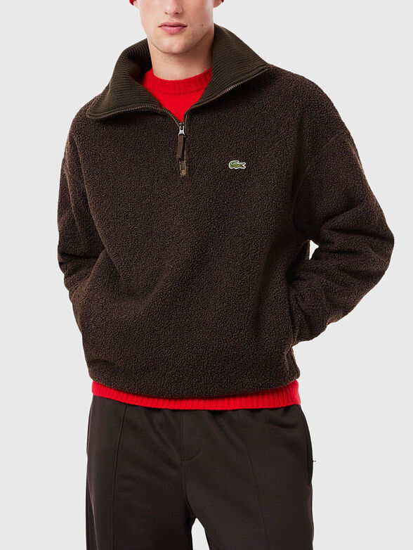 Fleece sweatshirt with zip - 1