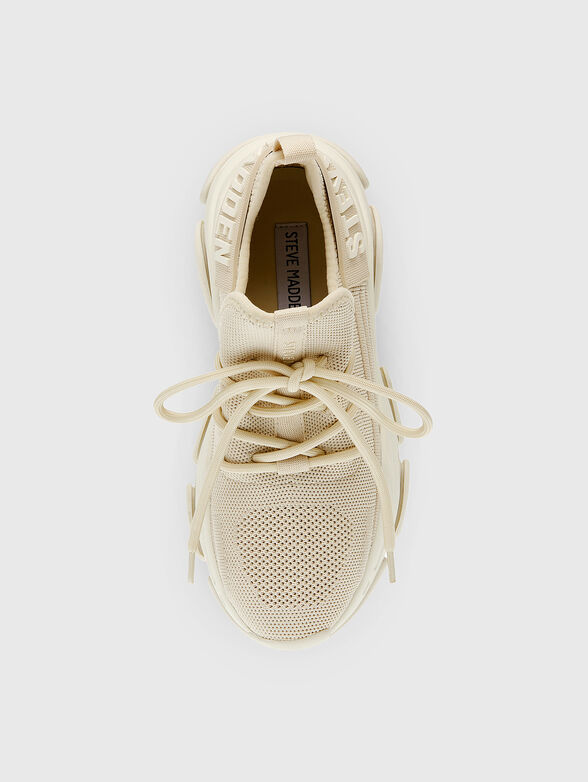 Beige sneakers with contrasting logo - 6
