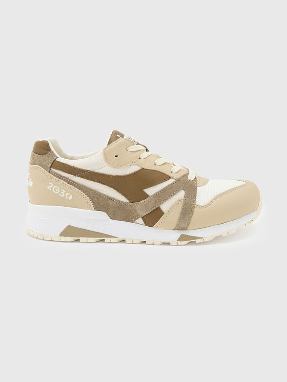 Beige sports shoes with logo embroidery - 1