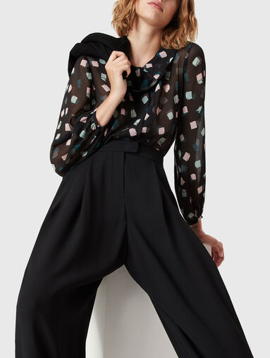 Blouse with sheer effect and accent print - 5