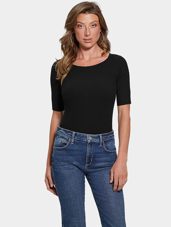 AYSHA black blouse with cut-out detail - 1