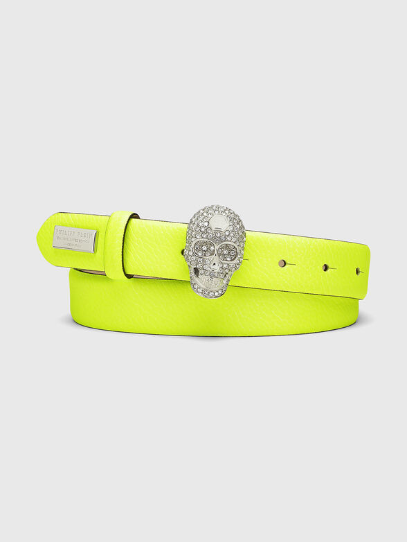 Fuxia leather belt with with accent buckle - 1