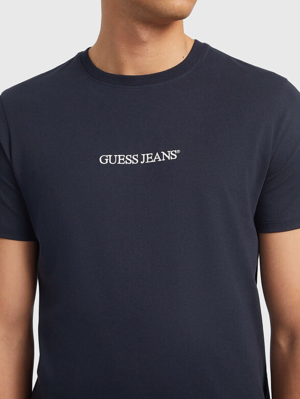 Navy blue T-shirt with logo inscription - 4