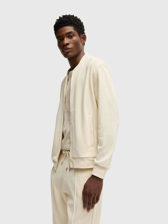 Cotton and linen zip sweatshirt - 1