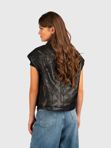 CHANTAL faux leather vest with floral embroidery - 3