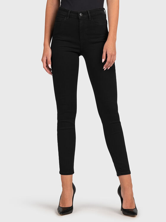 Черни скини дънки с триъгълно лого - 1