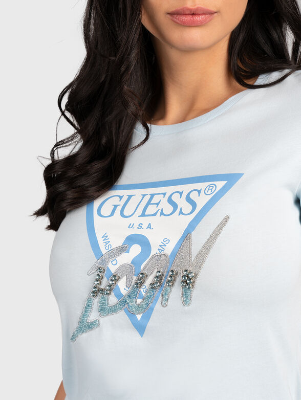 Black T-shirt with triangle logo print - 3