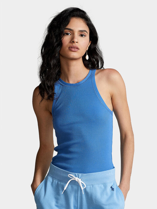Blue top with ribbed texture