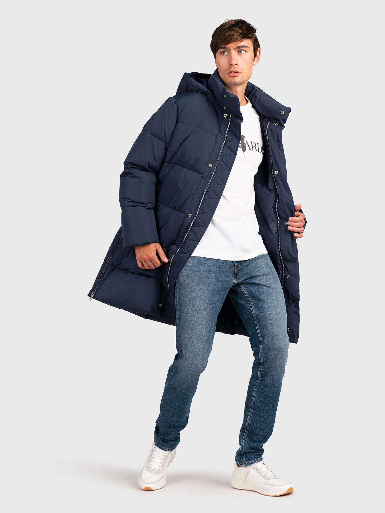 Long padded jacket with removable hood brand TRUSSARDI —  Globalbrandsstore.com/en
