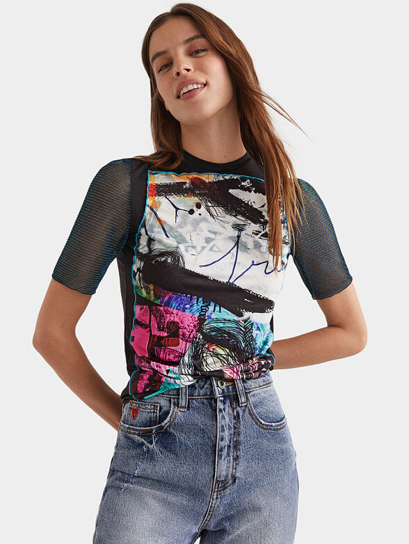 T-shirt with art patchwork print - 1