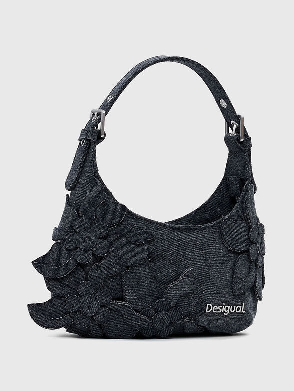 Small floral appliqué denim bag - 4