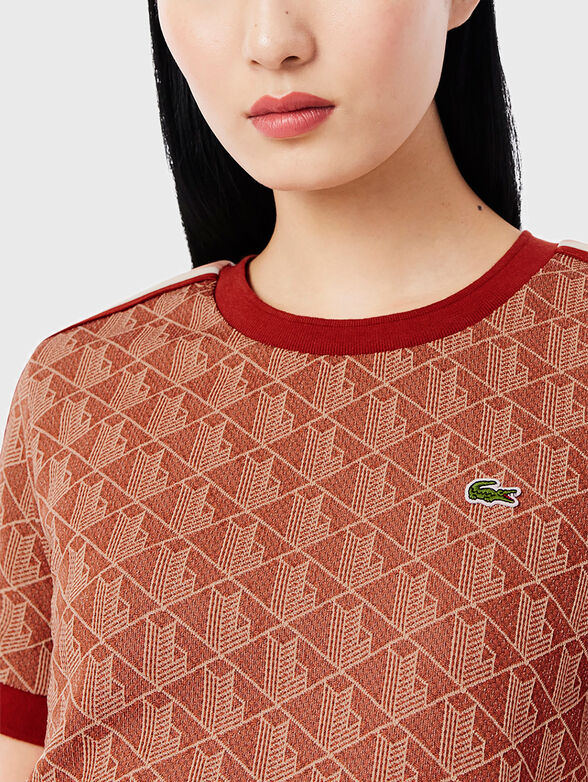 T-shirt with monogram print and oval neckline - 4