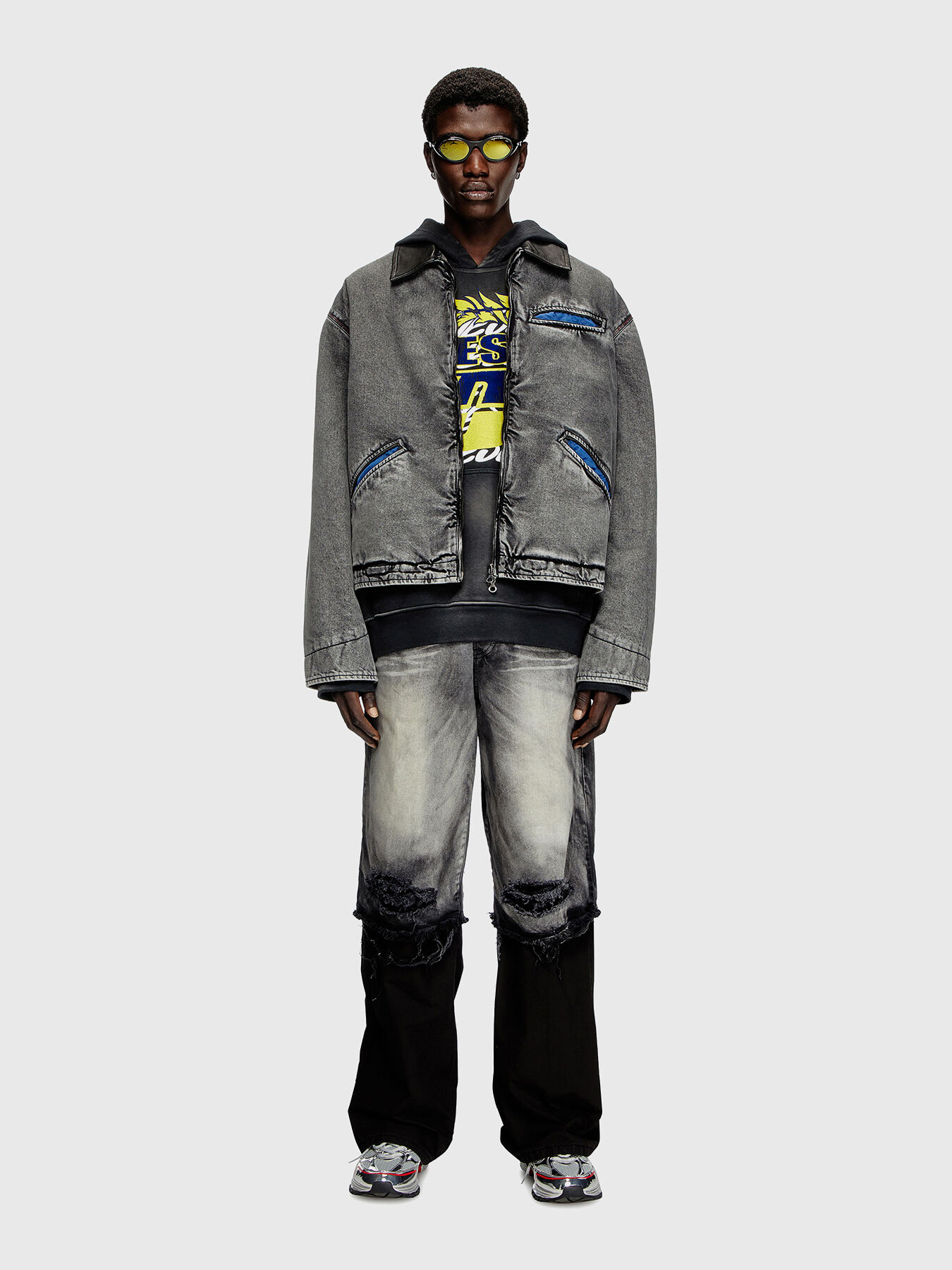 J-TAYLOR denim jacket with leather collar brand DIESEL