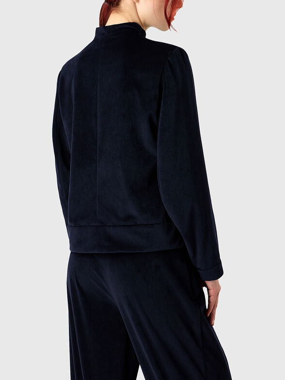 Dark blue blouse with long sleeves and zip - 3