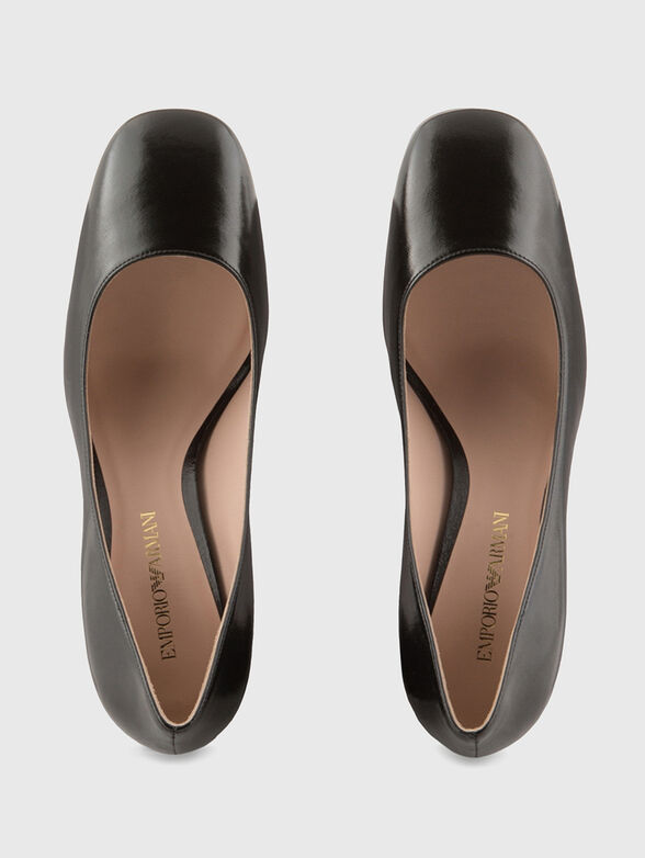 Black leather heeled shoes - 5