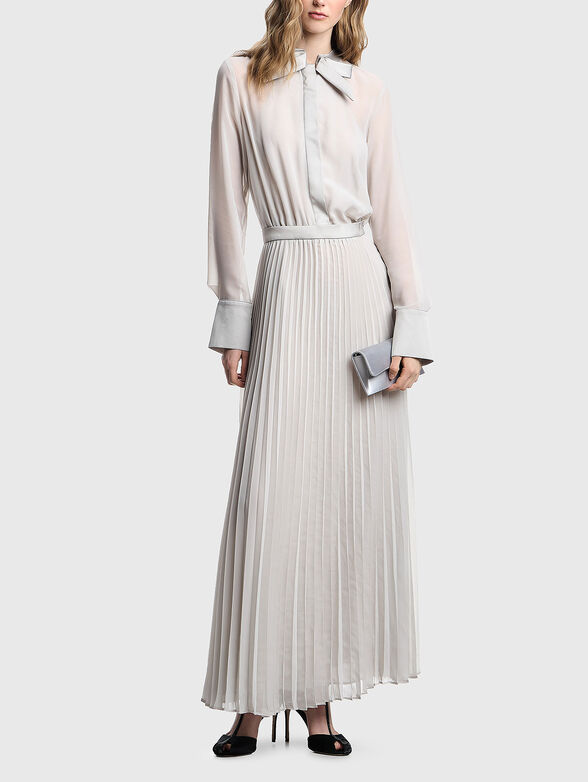 Pleated maxi dress with long sleeves - 1