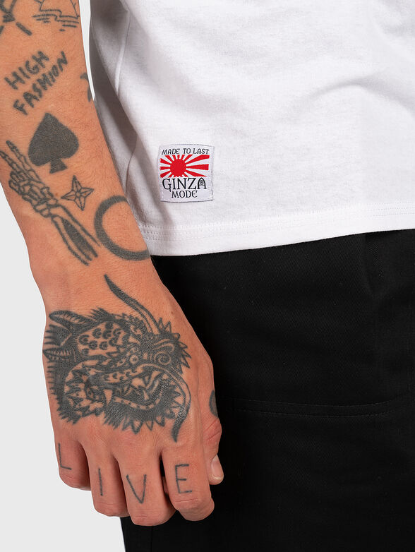 White cotton -shirt with print - 4