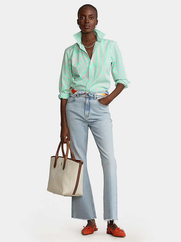 Green striped cotton shirt - 2