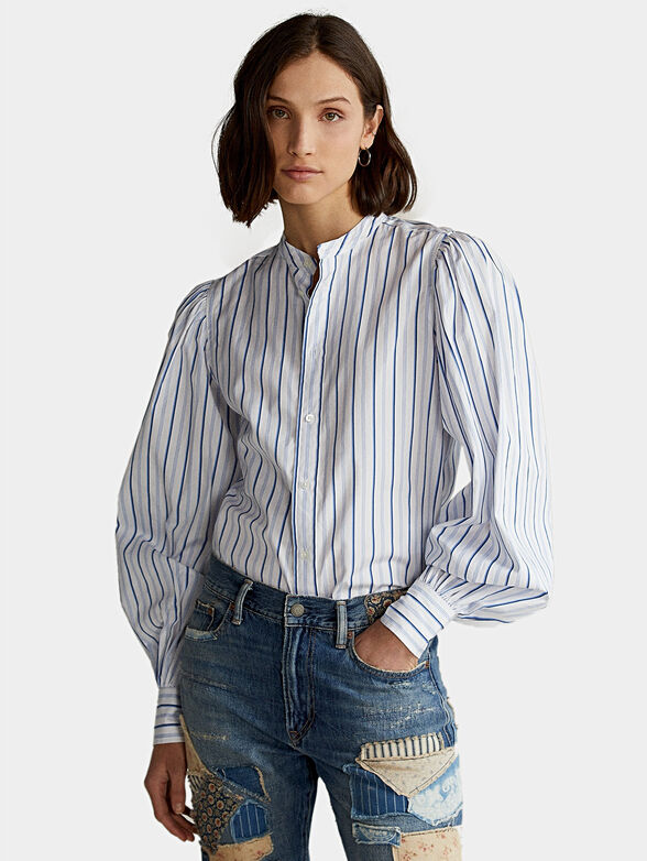 Cotton striped shirt with buffan sleeves - 1
