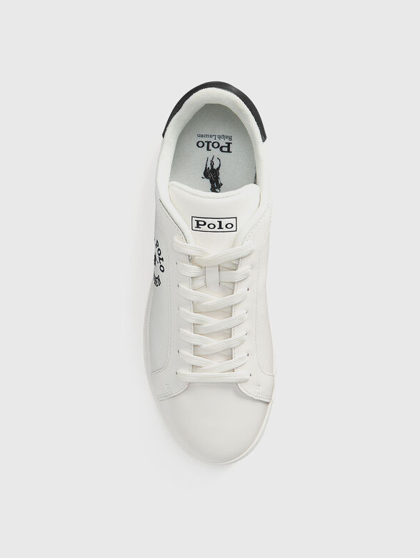 White leather sneakers with logo embroidery - 4