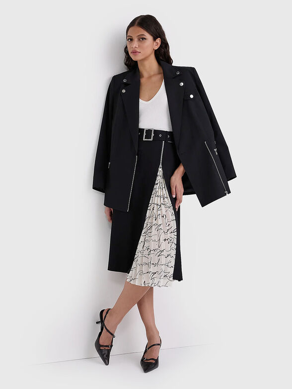 High waisted midi skirt with accent slit - 4