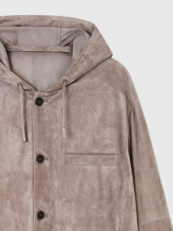 Suede jacket with a hood - 4