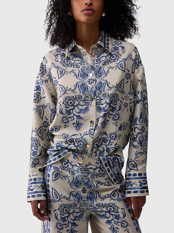 Риза с дълъг ръкав и флорален принт - 1