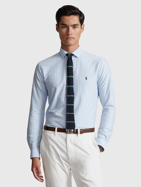 Shirt with striped pattern and logo embroidery - 1