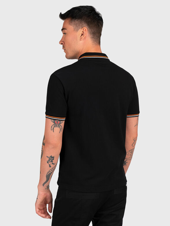 Black cotton polo shirt with logo patch - 3