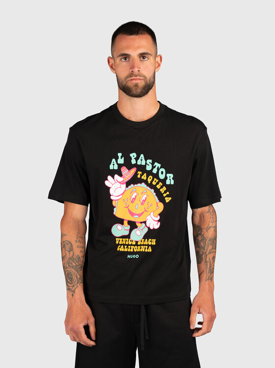 Тениска с овално деколте и принт - 1