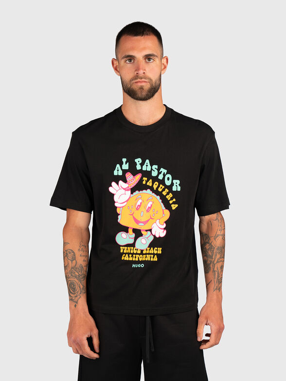 T-shirt with oval neckline and print - 1