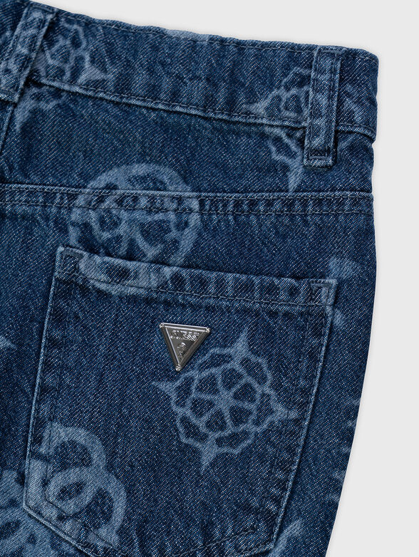 Denim skirt with monogram logo print - 3