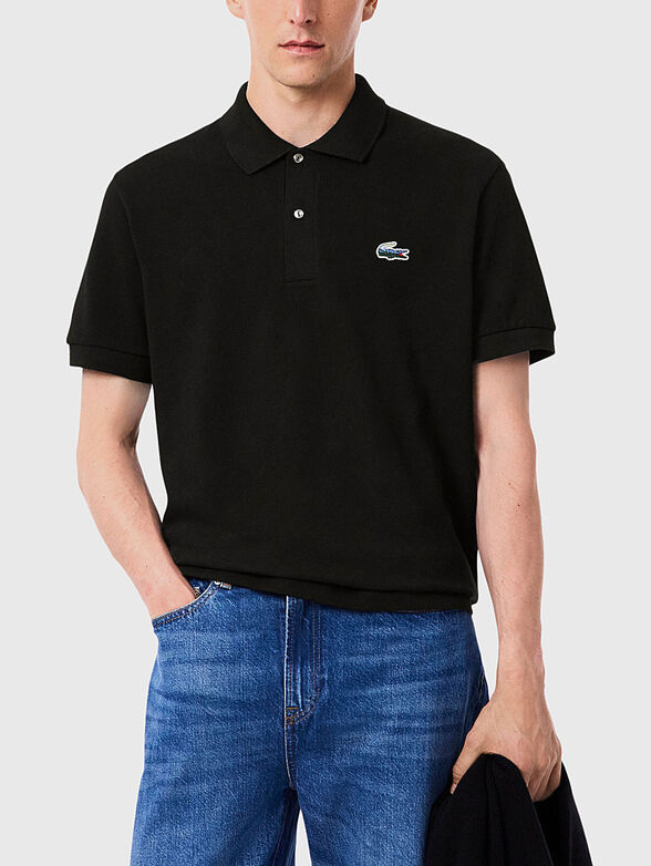 Black short sleeve polo shirt - 1
