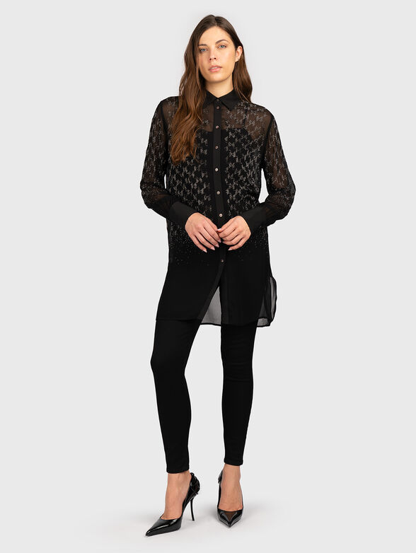 Sheer shirt with rhinestones - 2