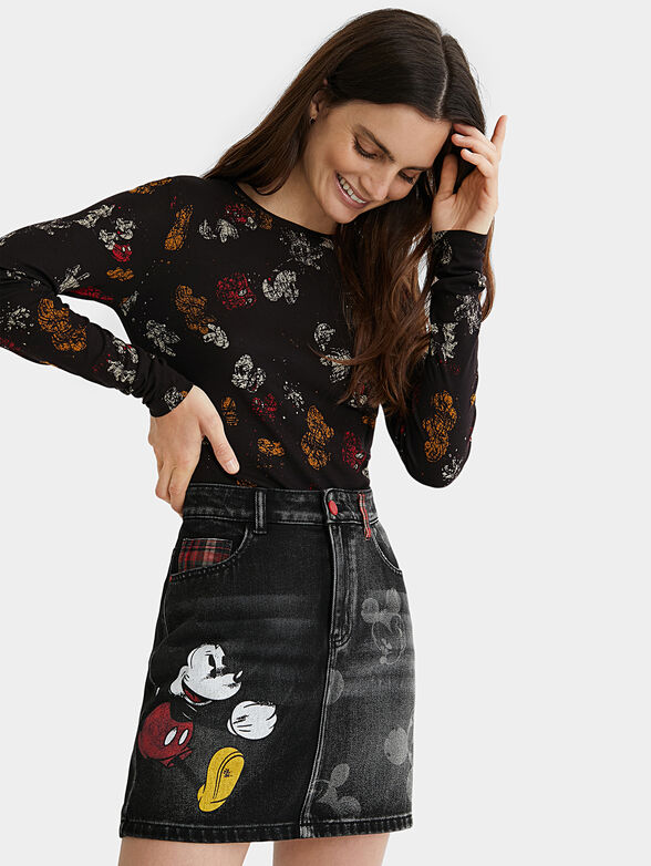 Denim skirt with Mickey Mouse print - 1