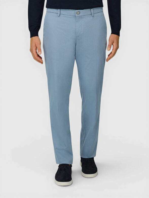 Blue cotton-blend trousers - 1