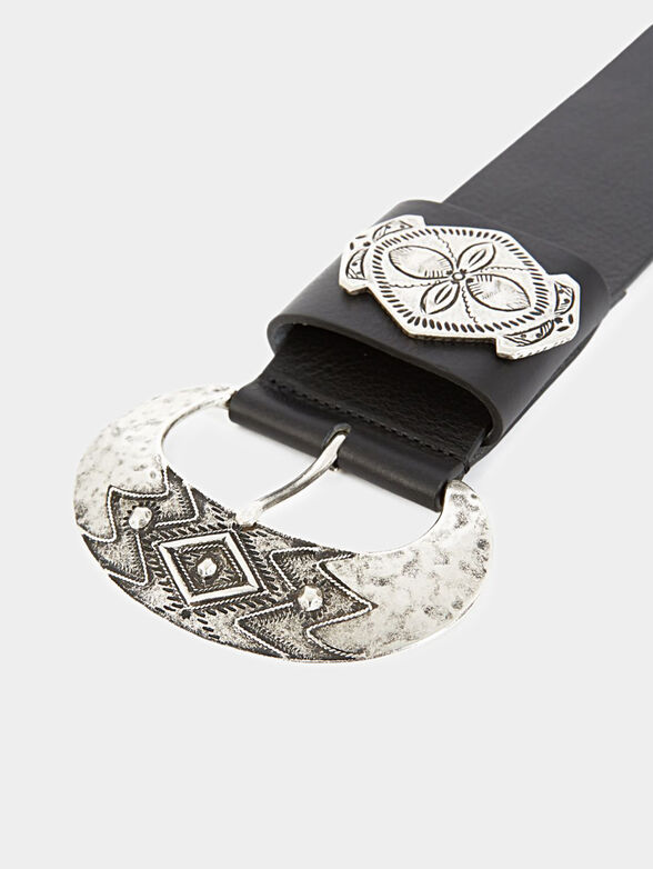 Calf leather belt with round buckle - 2