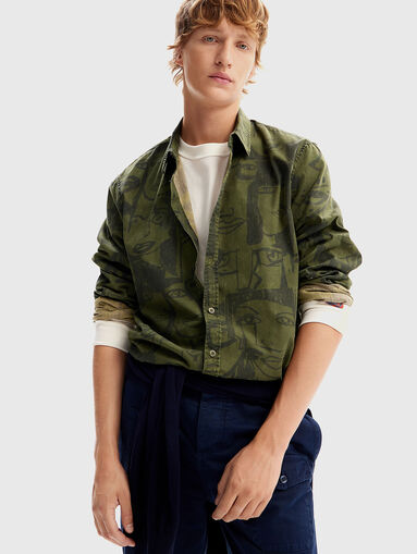 Cotton shirt in green color - 4