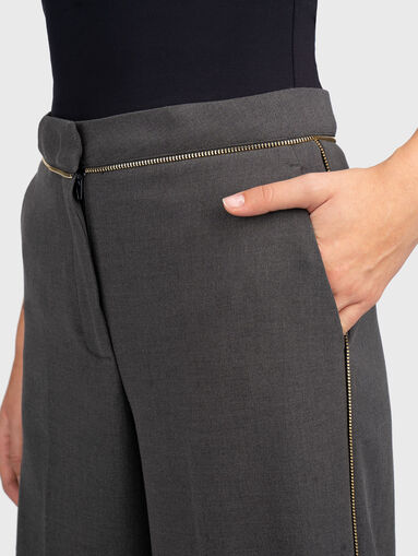 Wide leg viscose blend trousers - 3