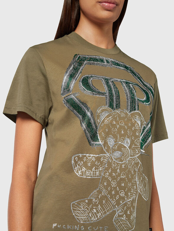 T-shirt with print and rhinestones - 4