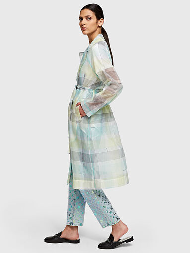 Plaid translucent trench coat - 3