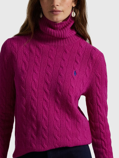 Wool sweater with polo collar - 5